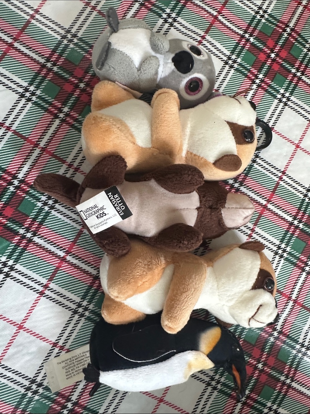 Unlisted Plush Woodland & Penguin Keychain Set - Brown, Tan, White, Gray, Black